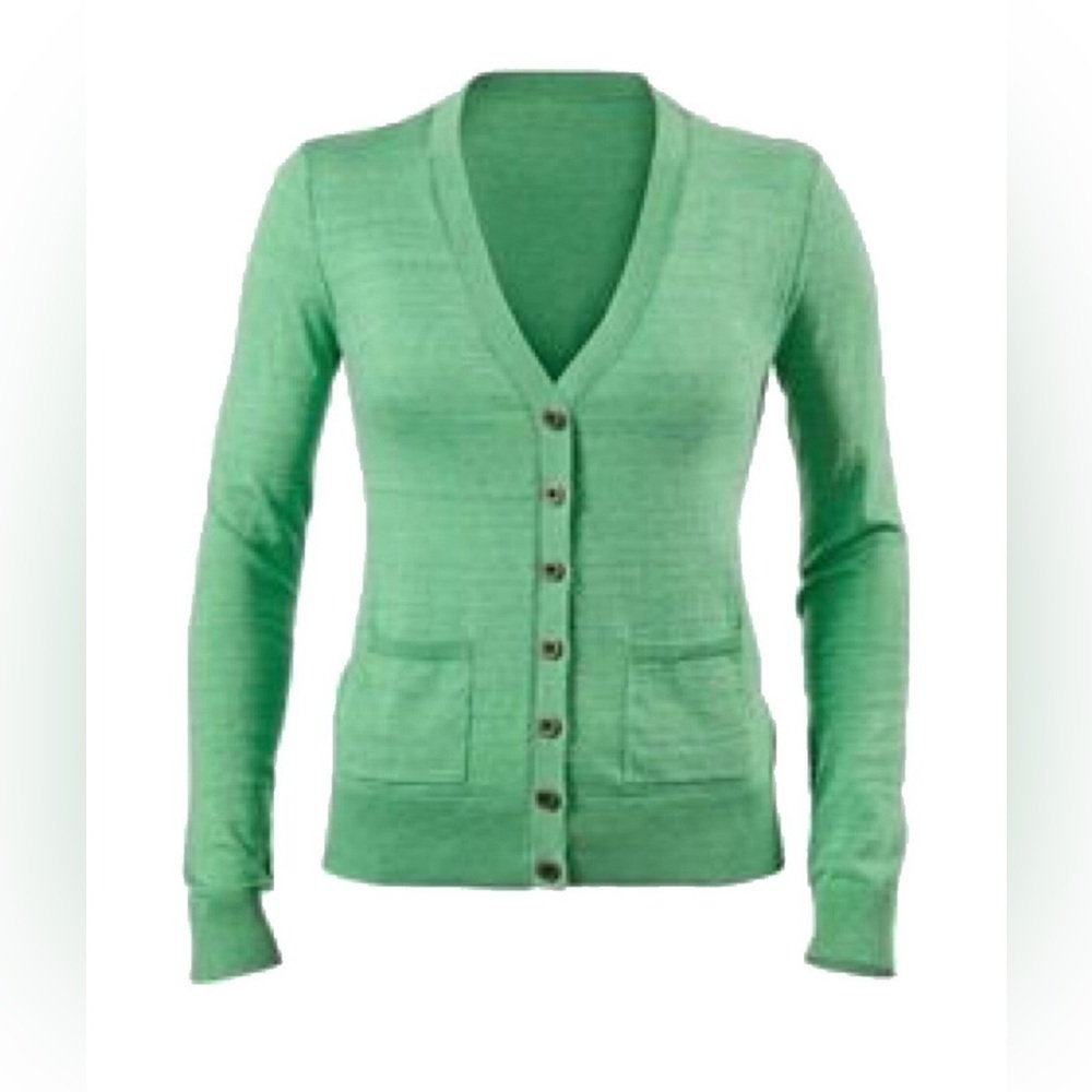 CAbi Sheer Mint Button-Up Cardigan